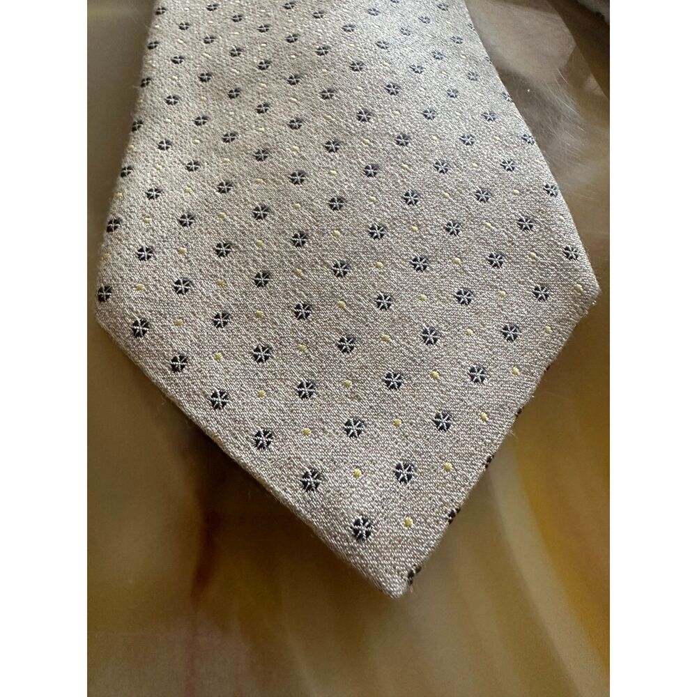 Ermengildo Zegna Geometric Dotted Tie Tan Off White Made in Italy